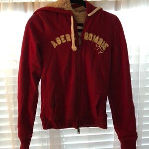 Red with tan fur Abercrombie & Fitch Jacket